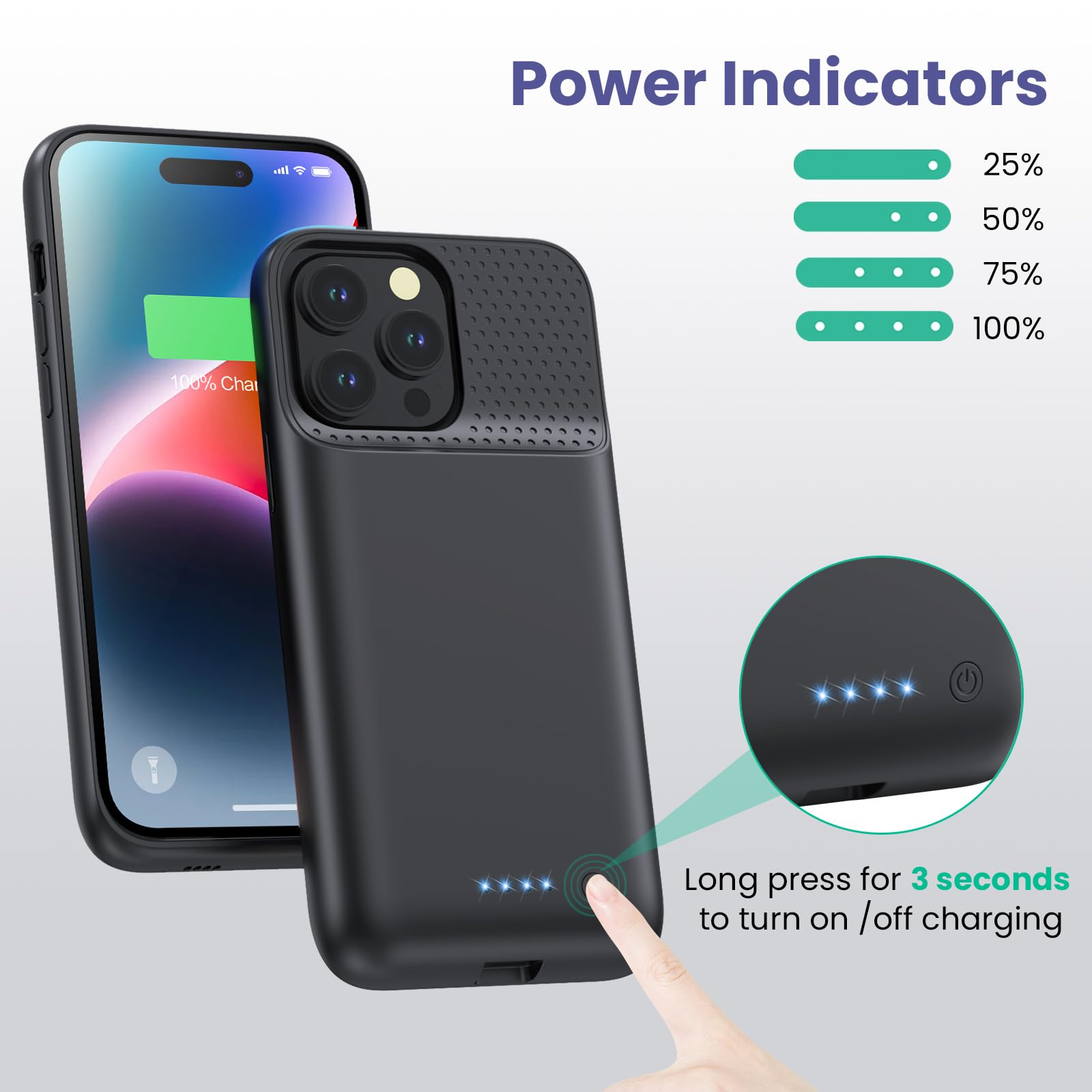 Funda con batería para iPhone 14 Pro Max/14 Plus/13 Pro Max, [2025 actualizado] 8600 mAh, funda de carga portátil ultrafina para iPhone 13 Pro Max/14 Pro Max/14 Plus funda de carga (6.7 pulgadas