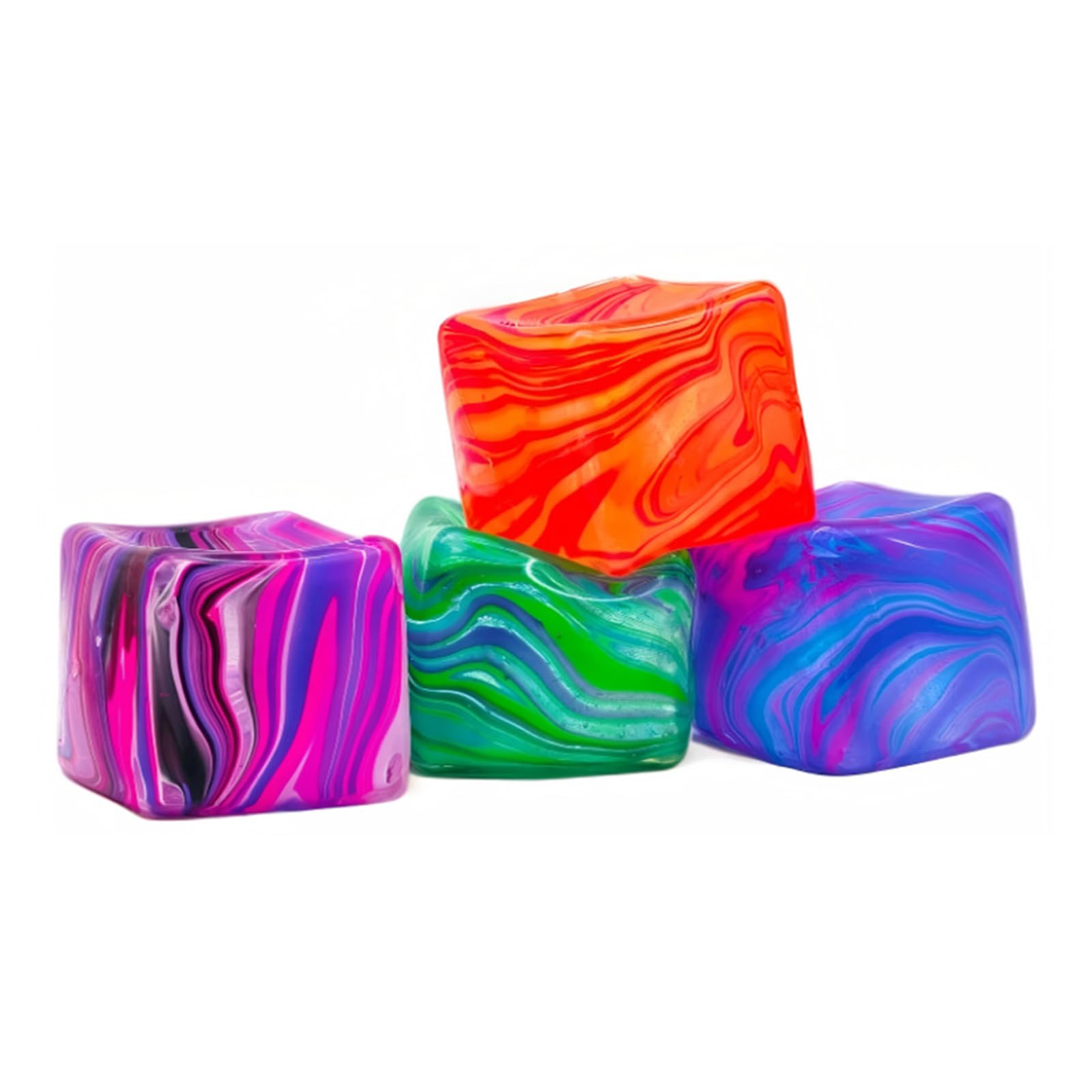 4 Pcs Fidget Cube, Soft Sensory Cube Set, Stress Relief Desk Toy for Focus