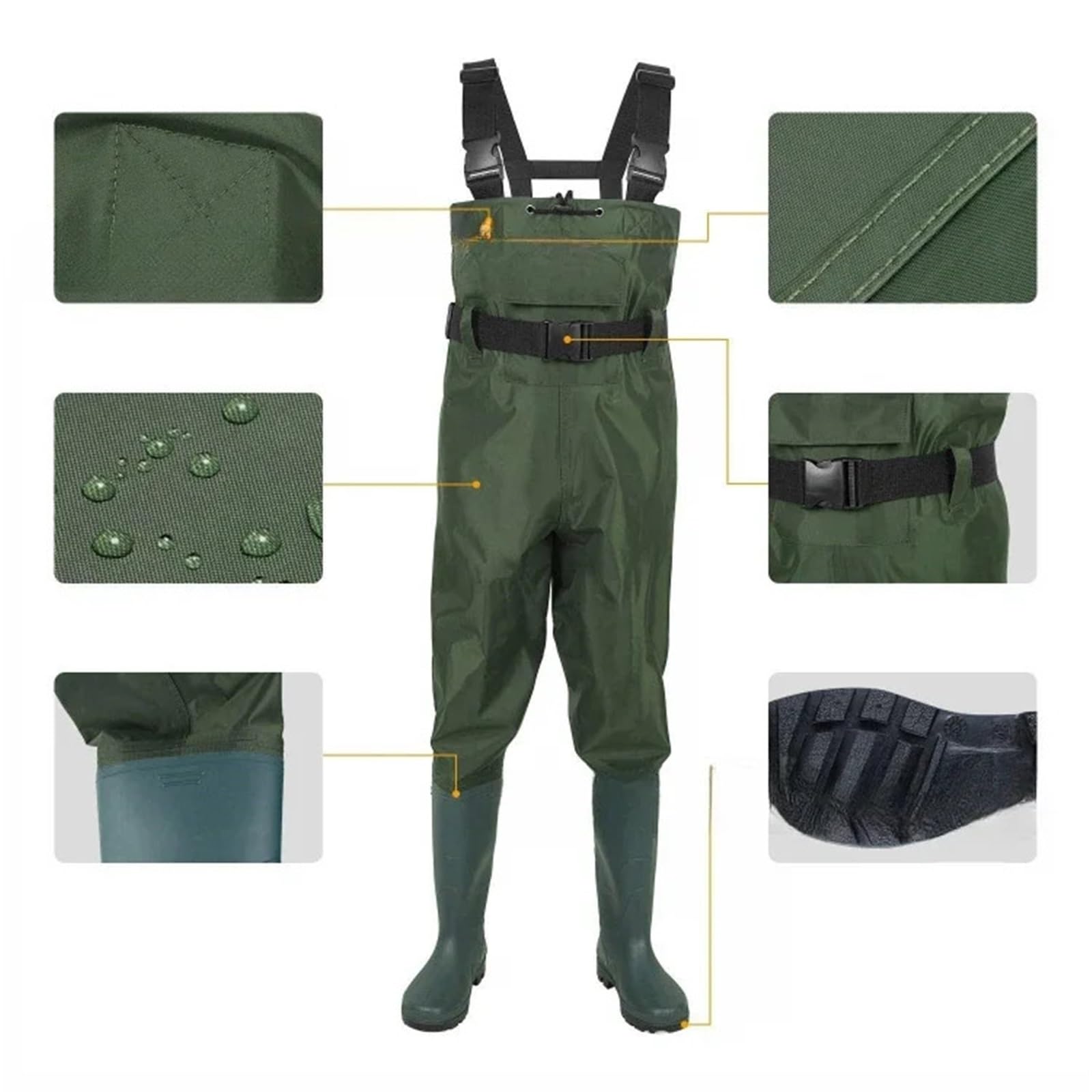 Tuta da pesca Pantaloni subacquei monopezzo for bambini in nylon for metà adulti Pantaloni da pesca impermeabili Pantaloni da trampoliere Pantaloni in pelle Pantaloni impermeabili(002coffee,46)