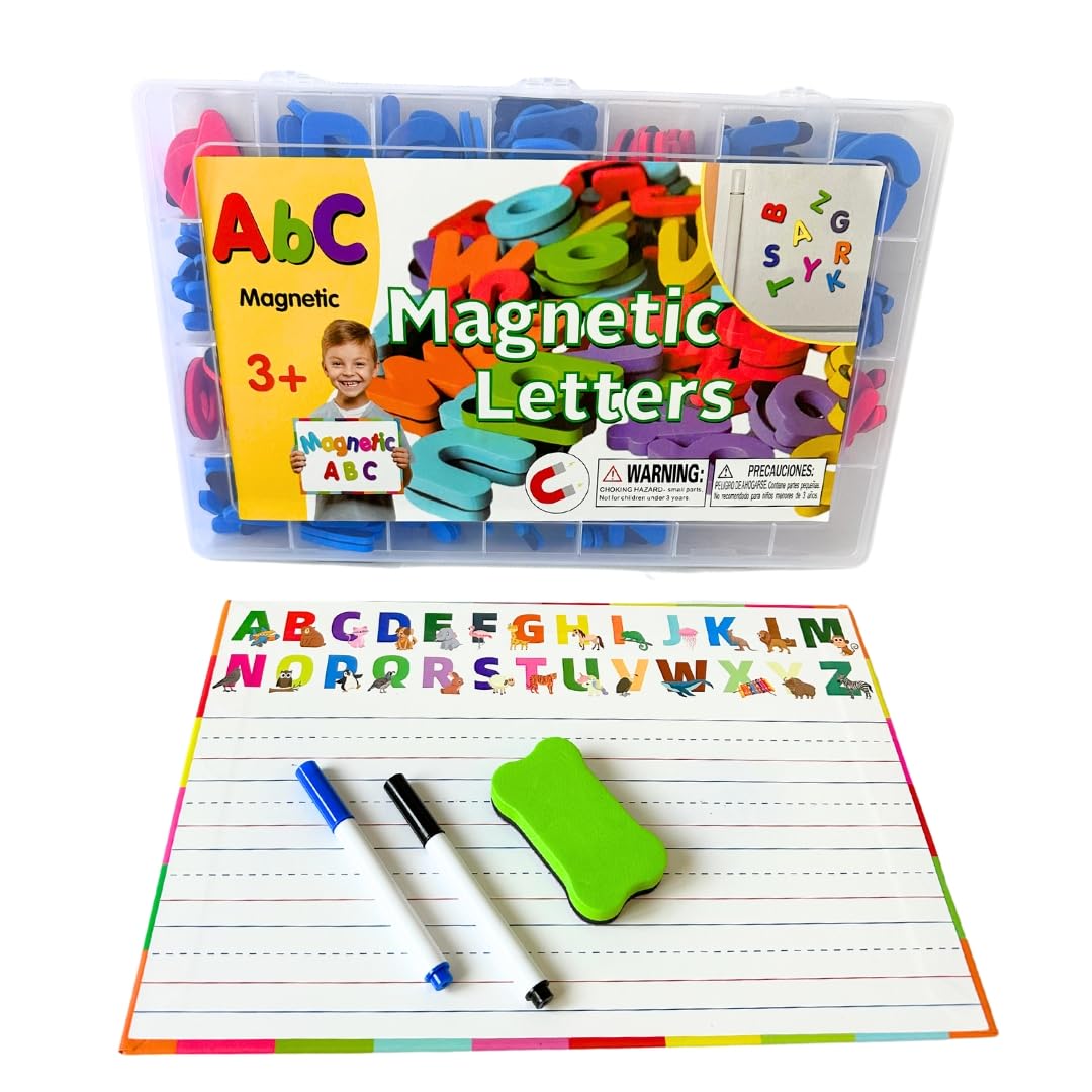 Sponsored Ad – Magnetic Letters Kit with Large Double-Sided Board – 208 Foam ABC Magnets for Kids, Includes 2 Markers, 1 Eraser, and Storage Box for Classroom & Home Learning, Perfect for Spelling Practice.