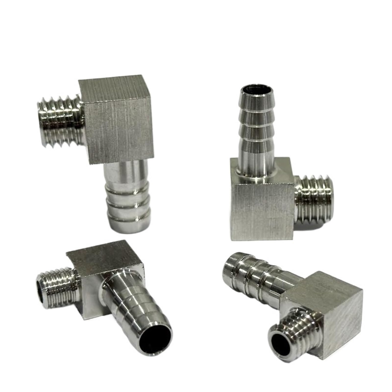 Raccord cannelé 6mm coudé fileté M6 mâle inox 304 anti-corrosion