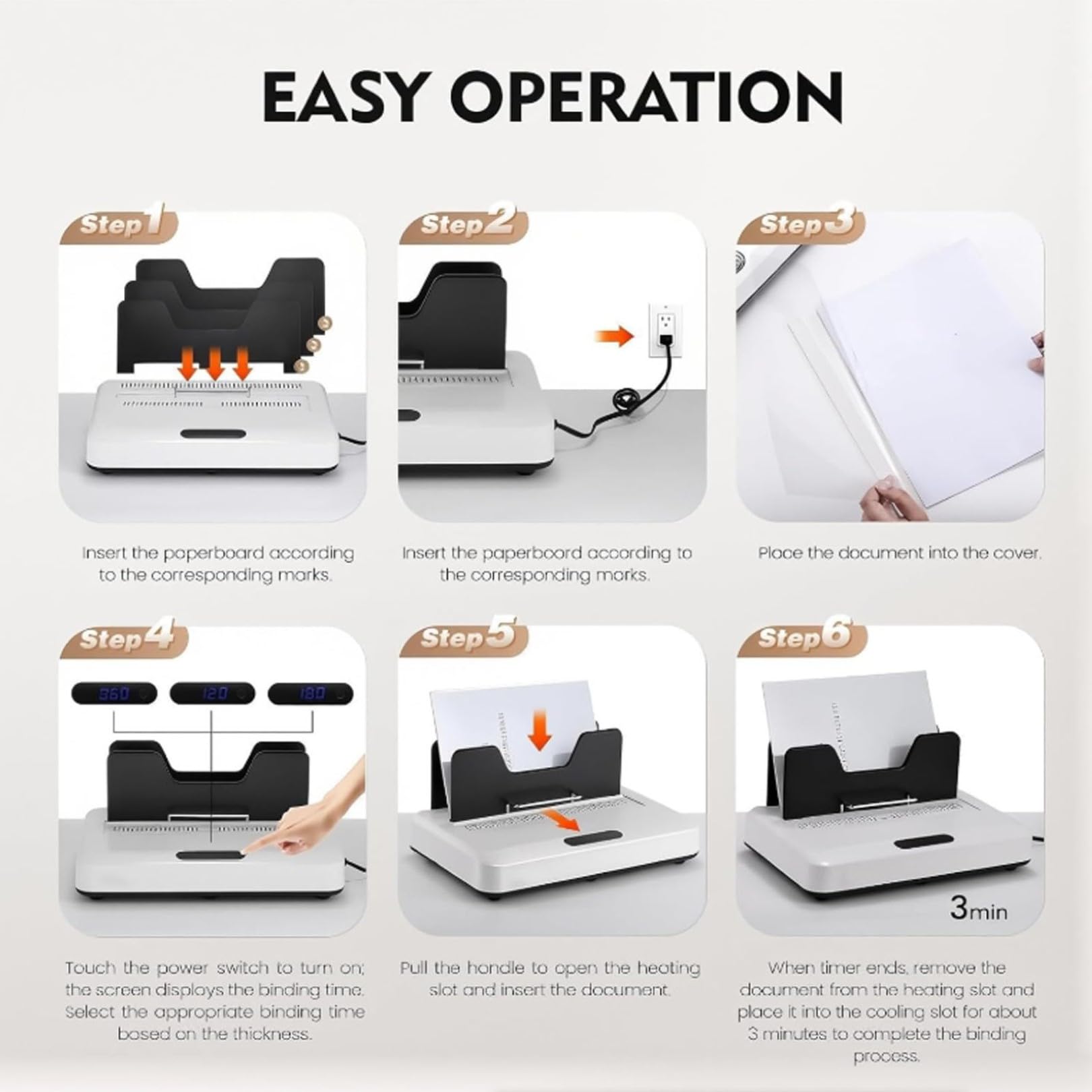 Rilegatrice termica da 600 fogli con pannello touch digitale per documenti A4, rapporti d'ufficio, album fotografici, efficiente e facile da usare