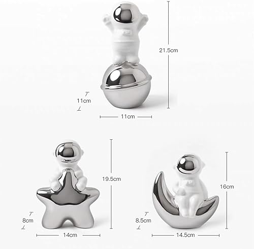 Miniatura 5 de Linxia Figura decorativa para decoración del hogar, estatua de astronauta de cerámica, coleccionable, escultura de astronauta blanca decorativa,