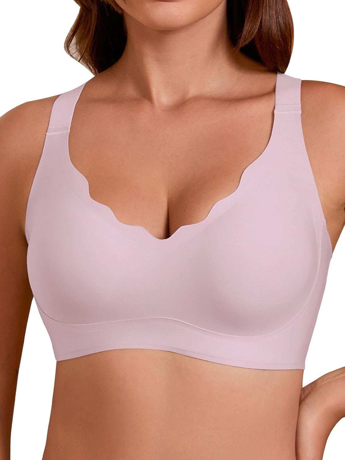 COCOMARTS Jelly Bras for Women No Underwire Seamless Push Up Scalloped Tshirt Bralettes Comfortable Wireless Everyday Bra