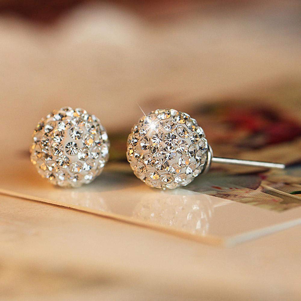 925er Sterlingsilber Ohrstecker Mit Kristall-Kugel – Runde Bolzen-Ohrringe Für Damen & Mädchen