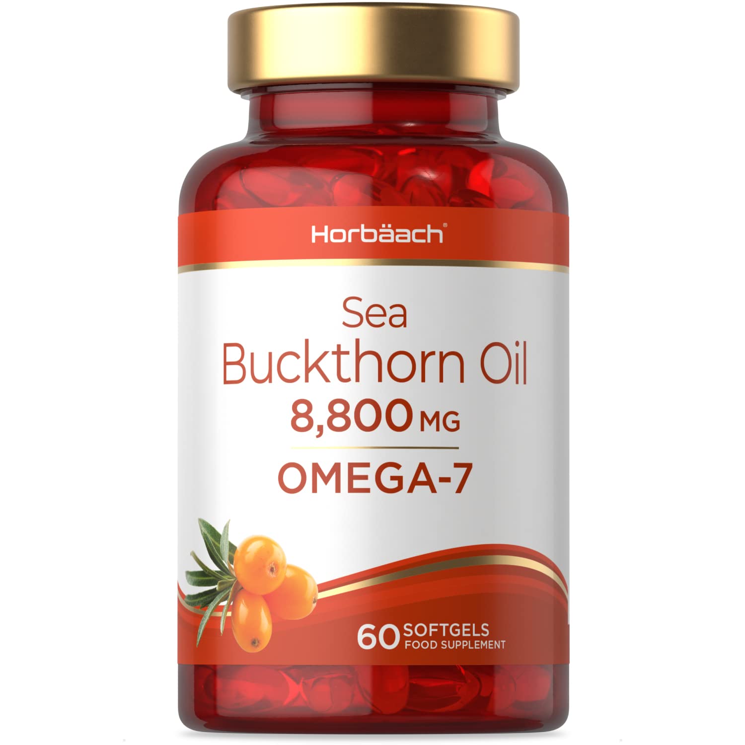 Sea Buckthorn 8800mg | 60 Softgels | Rich in Omega 3, 6, 7 \u0026 9 Fatty Acids  | Eye \u0026 Skin Health Support | Pure Sea Buckthorn Oil Supplement | No  Artificial Preservatives | by Horbaach - Buy Online - 218539814
