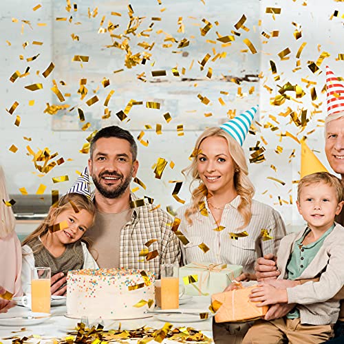 Image of Sumind 200 Grams Large Gold Confetti Foil Glitter Metallic Shredded Paper Filler Throwable Scatter Table Party Confetti for Wedding Graduation Birthday Baby Shower Celebrations Xmas Party Decor