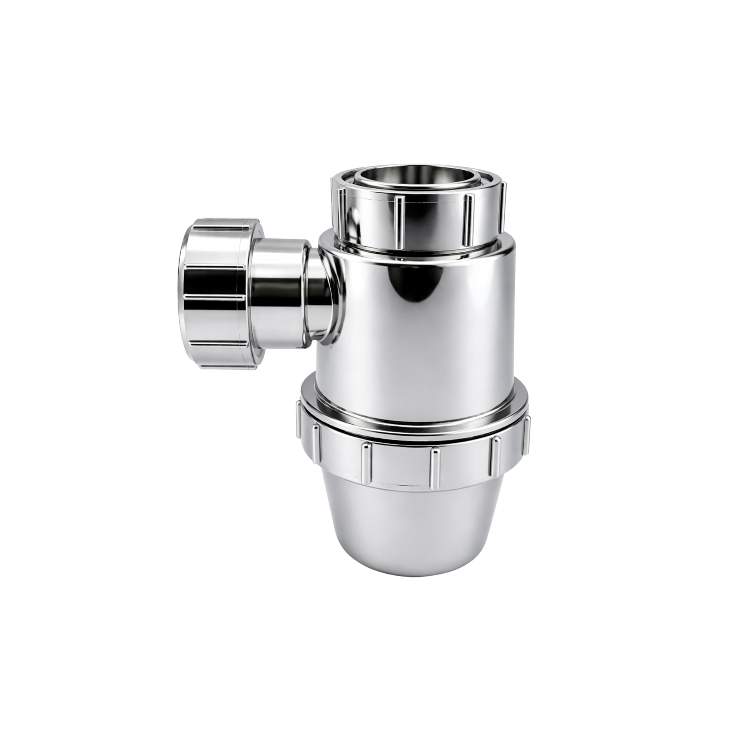 Corso Bathrooms Chrome Bottle Trap 1 1/4, Round Decorative P-Trap, Adjustable Waste Traps Plumbing Drain Tube For Bathroom Sink Basin Vessel,