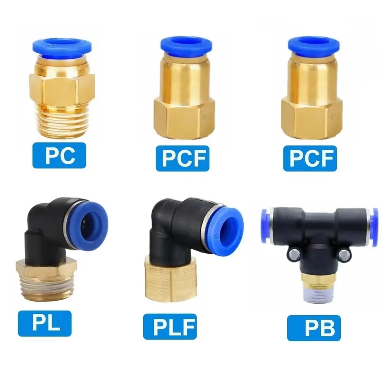 Raccordo connettore aria pneumatico PC PCF/PL/PLF 4/6/8/10/12mm Filettatura 1/8 1/4 3/8 1/2(10-01,PCF)