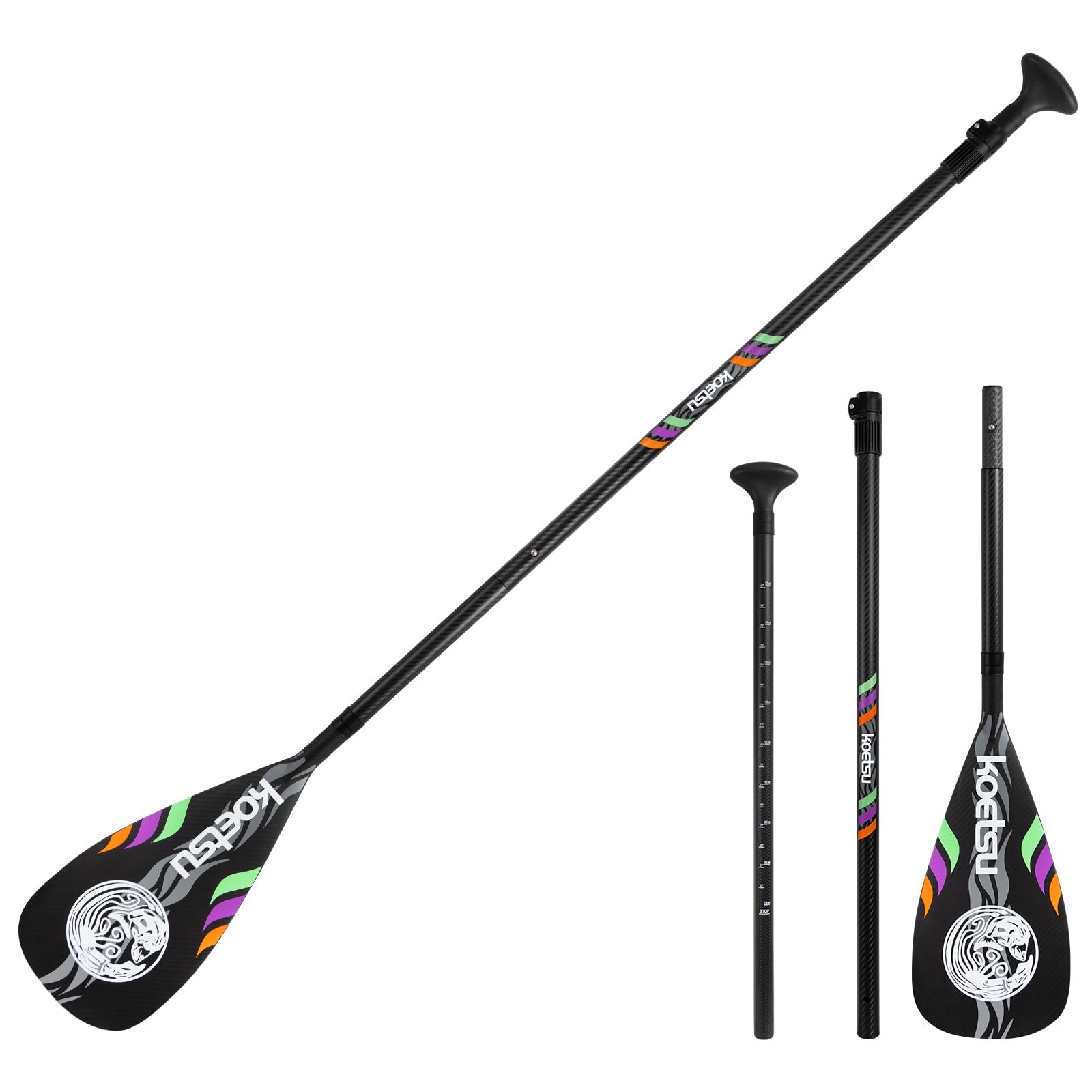 KOETSU Carbon SUP Paddle 3 Piece Lightweight Adjustable High Strength Stand Up Paddle Board KX