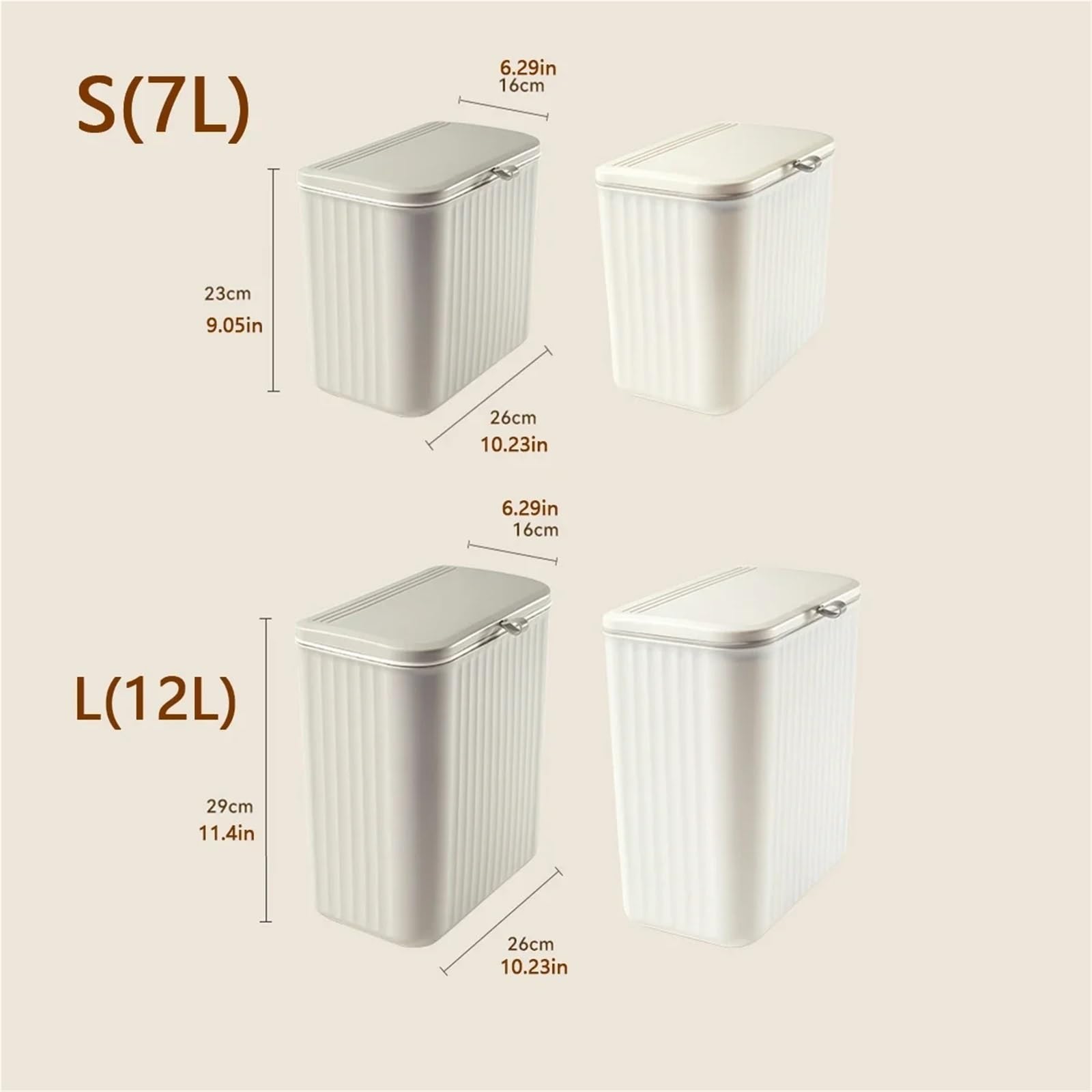 cestino della spazzatura da cucina a sospensione, Cestino for la raccolta dei rifiuti da cucina, secchio for la raccolta della carta igienica da appendere al WC, mini cestino for la casa(Grijs,7L)