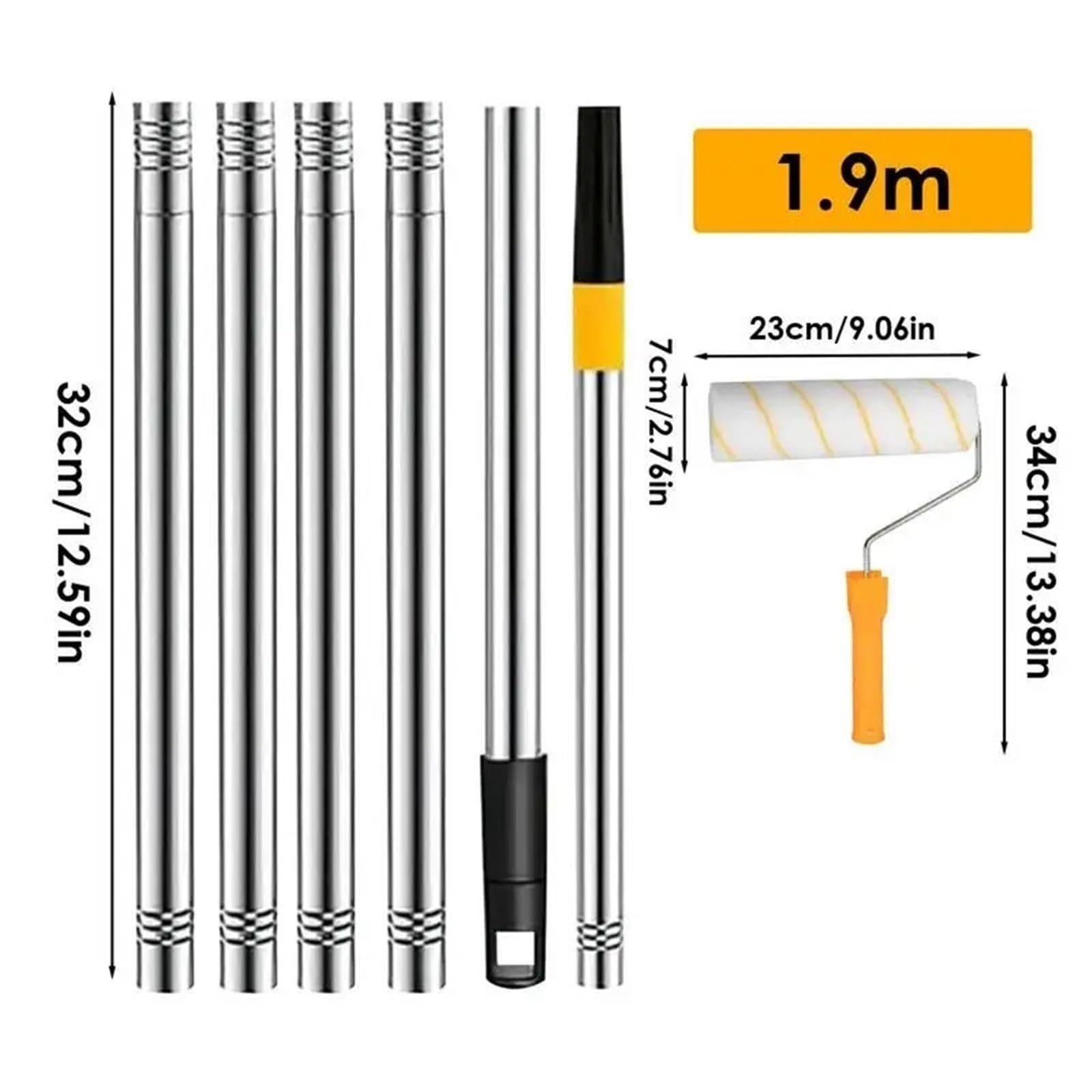 Asta Di Prolunga For Rullo Di Vernice, Asta Telescopica Rimovibile For Vernice Con Rullo Di Vernice, Forniture Portatili For Pittura Murale For Soffitto(1.9m)