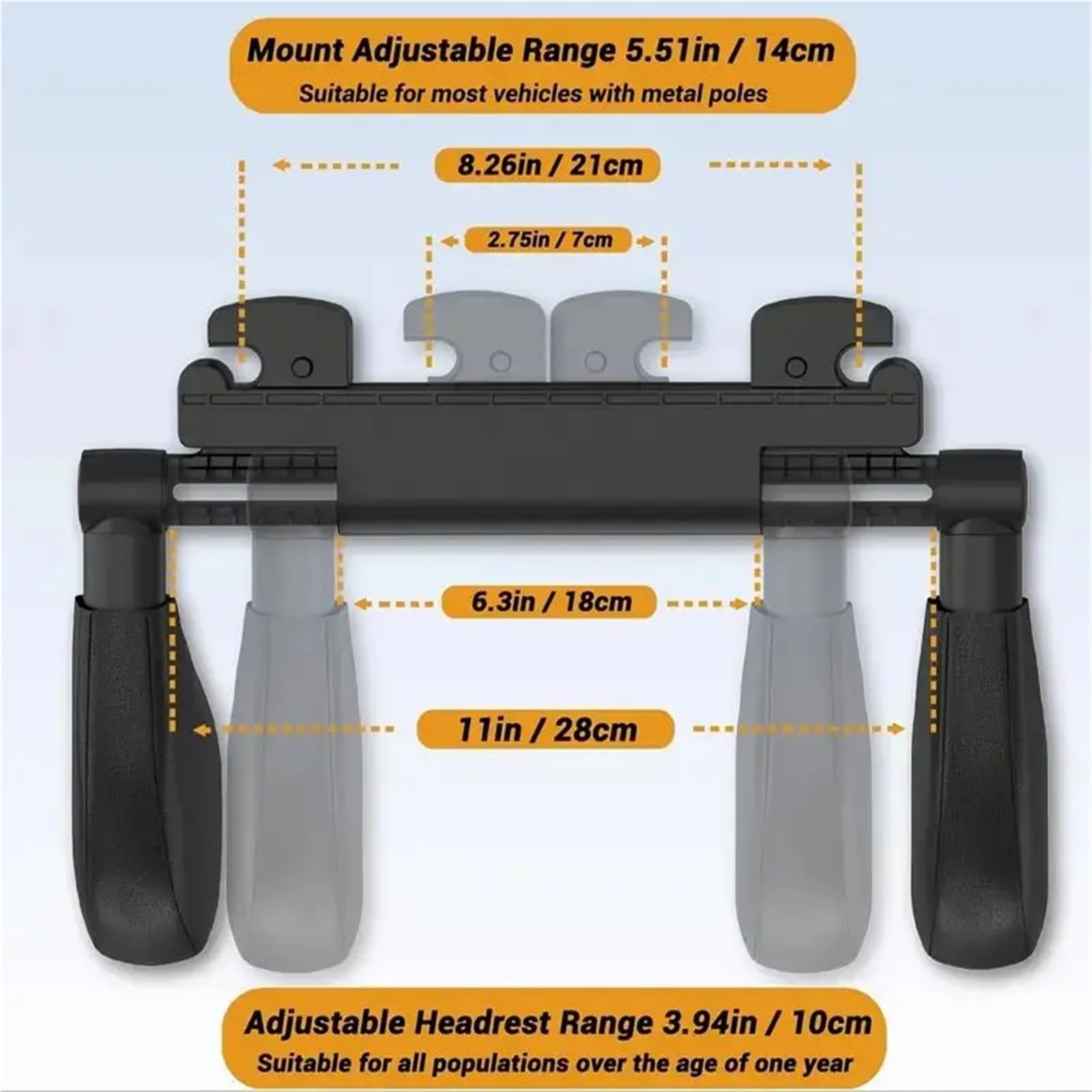 Headrest For Car Seat Espuma viscoelástica engrosada, reposacabezas Road Pal, almohada soporte para el cuello, reposacabezas ajustable 180 °, diseño en forma U Anti-Fatigue Lumbar Cushion(Cloth-black)