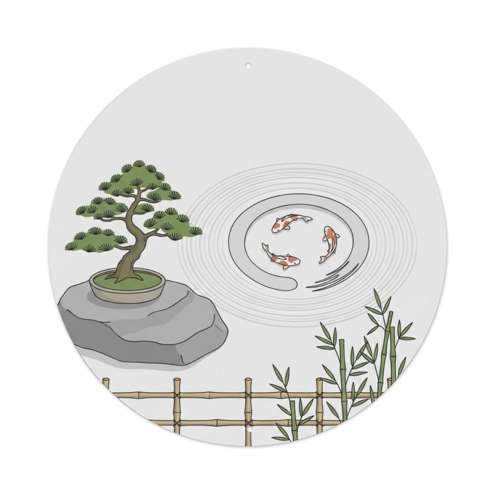 Galvaxio Style Japanese Koi Fish Zen Circle Philosophy Metal Tin Sign