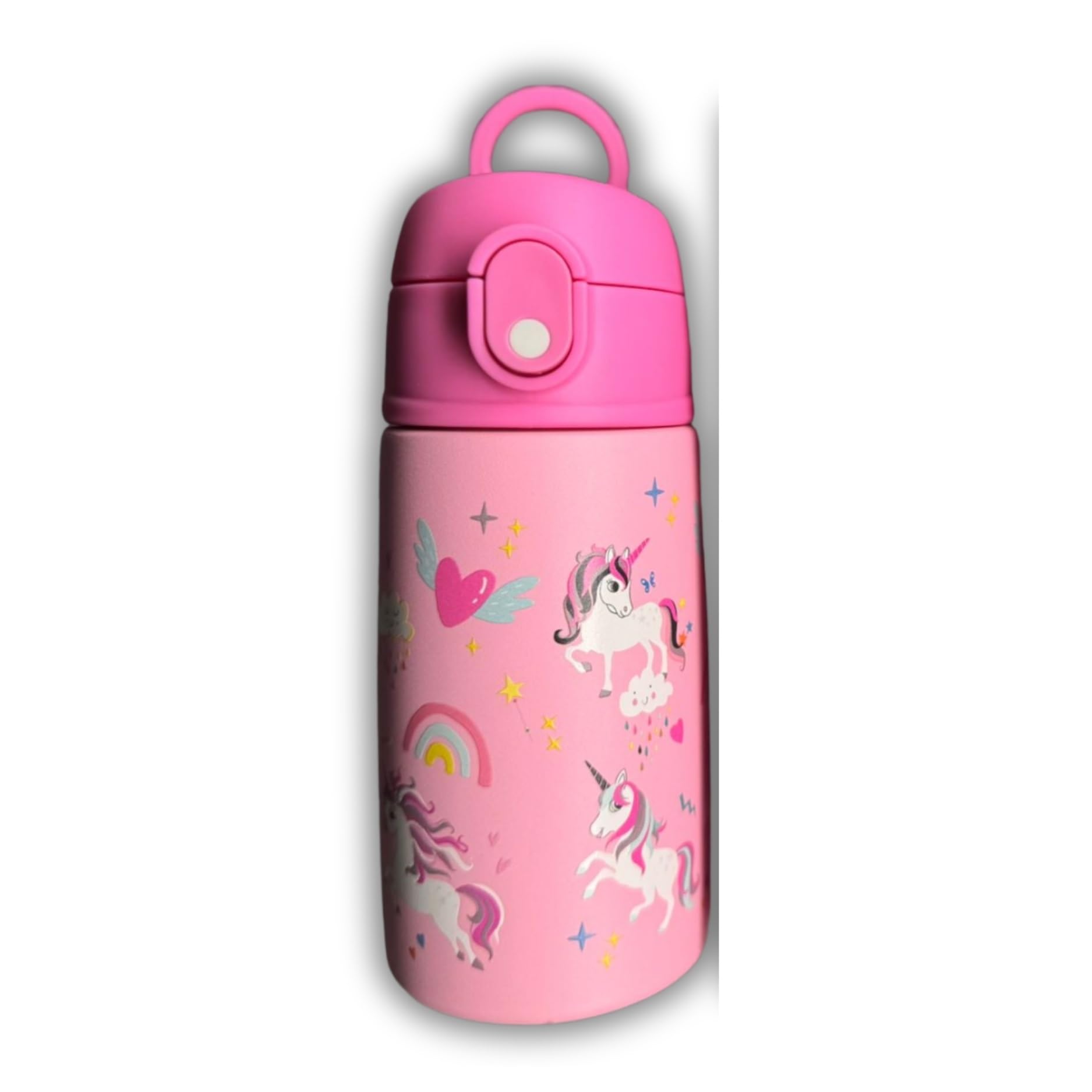 SPRINTERS - Unicorn Water Bottle for Girls & Boys– 400ml Stainless Steel Kids Thermos with Straw – Vacuum Insulated, Leak Proof, BPA-Free–Reusable Bottle for School, Travel & Lunchbox for Kids (Pink)