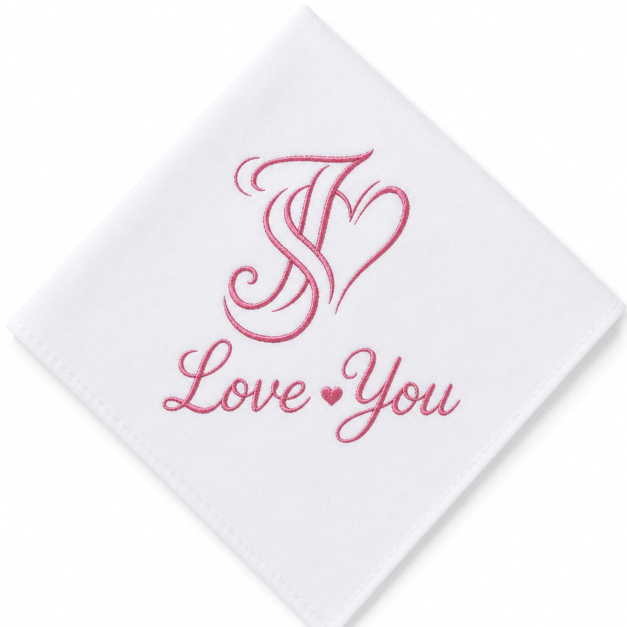 I Love You Embroidered White Cotton Handkerchief J Monogram-image-11