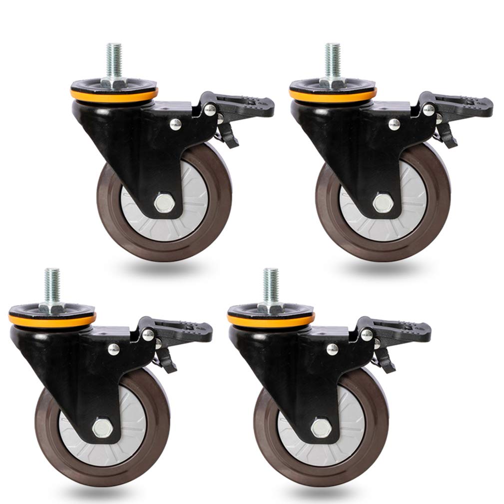 GYRAZXS Heavy Duty Swivel Castors M12 with Threaded Screw 125mm Wheels for Pallet Furniture & Small Equipment & Reliable Trolley Castors for Easy Mobility