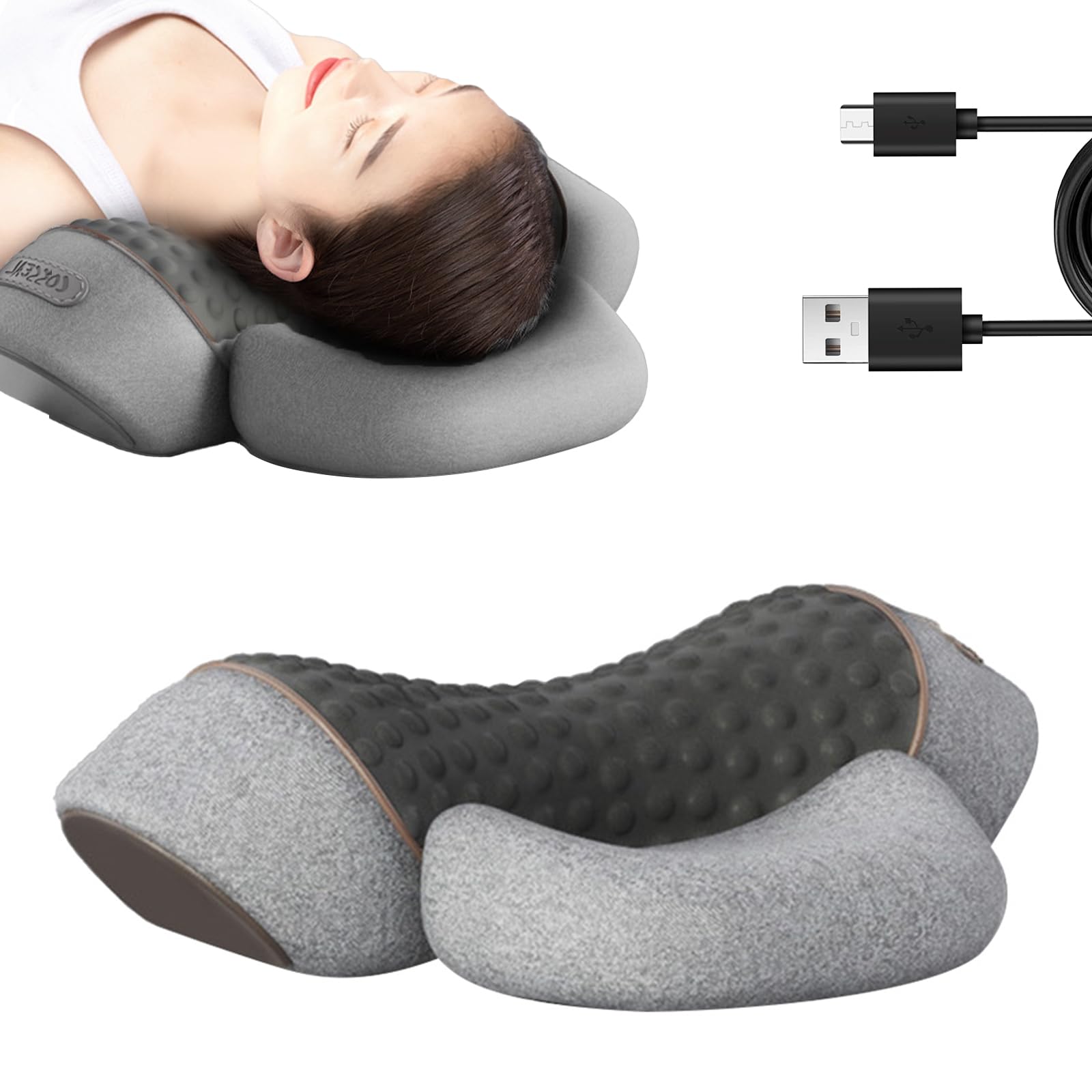 LYEAA 3 en 1 Almohada Masajeadora Cervical con Calor, 2025 Nueva Almohada Masajeadora Cervical, Masaje Amasado de Tejido Profundo para el Alivio del Dolor
