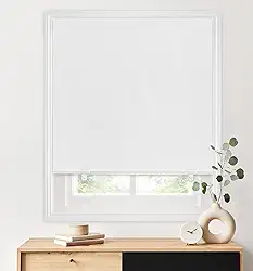 Persianas de rolô LazBlinds 100% blackout, não requer ferramentas nem perfuração, sem cordas, para janelas, isolamento térmico e proteção UV, privacidade para o quarto (91 x 183 cm, branco)