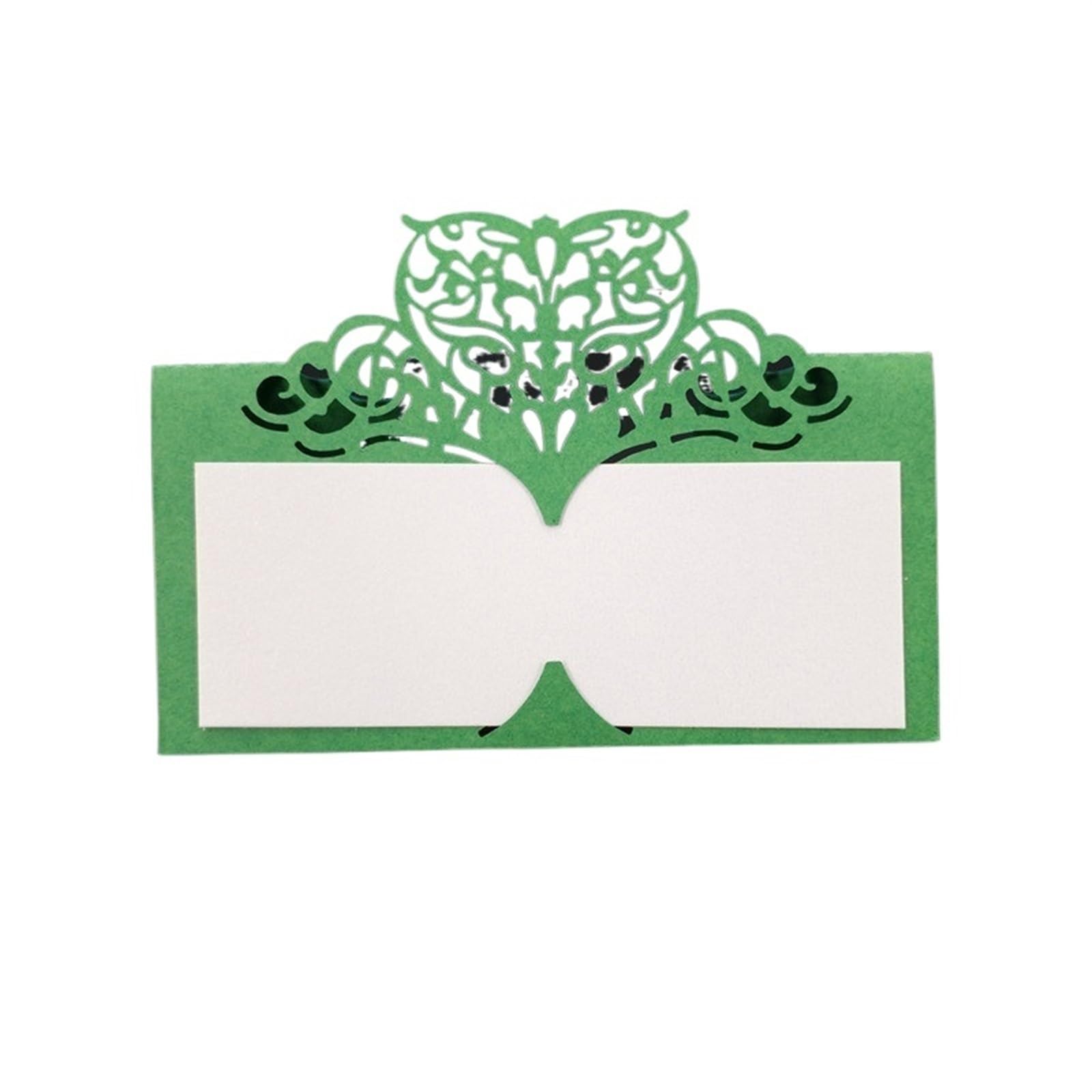 Hochzeitseinladung 10/50/100 Stücke Hochzeit Tischkarte Papier Laser Geschnitten Herzform Tisch Namenskarte Party Dekoration Bevorzugung Sitzkarte Universal(Dark green,100pcs)