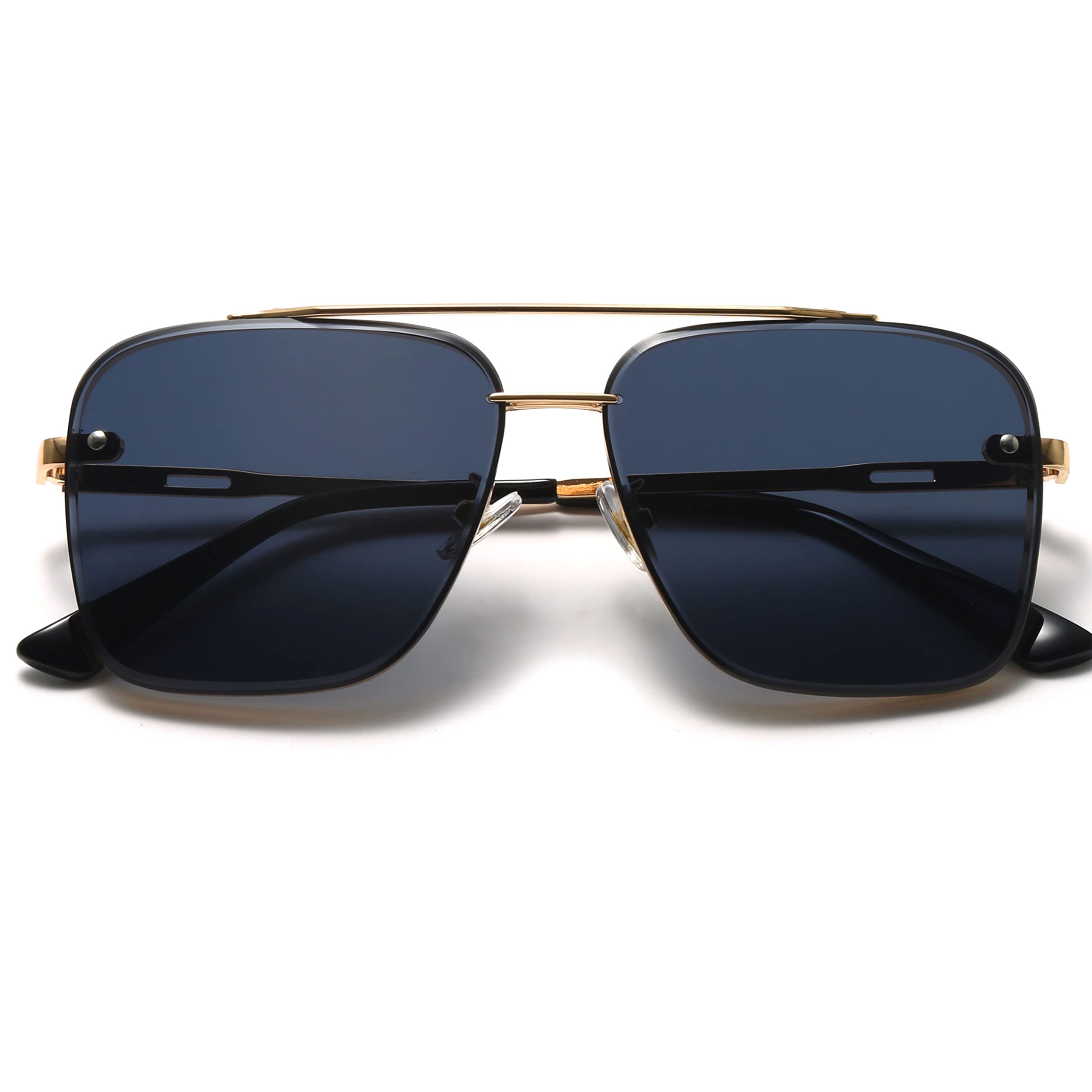 Breaksun Oversized Square Aviator Sunglasses for Men Women Fashion Metal Frame Aviator Sun Glasses Tinted Lens