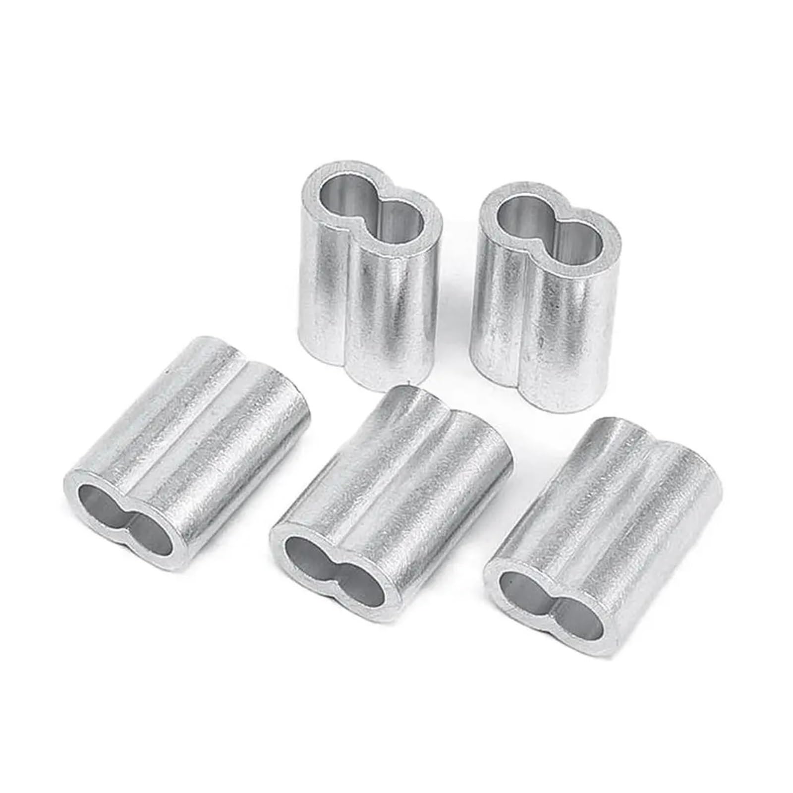 Manicotti a crimpare in alluminio a doppio foro, Ghiere for cavi in ​​alluminio a forma di 8 con doppio foro, confezione argento di diverse misure(M6)