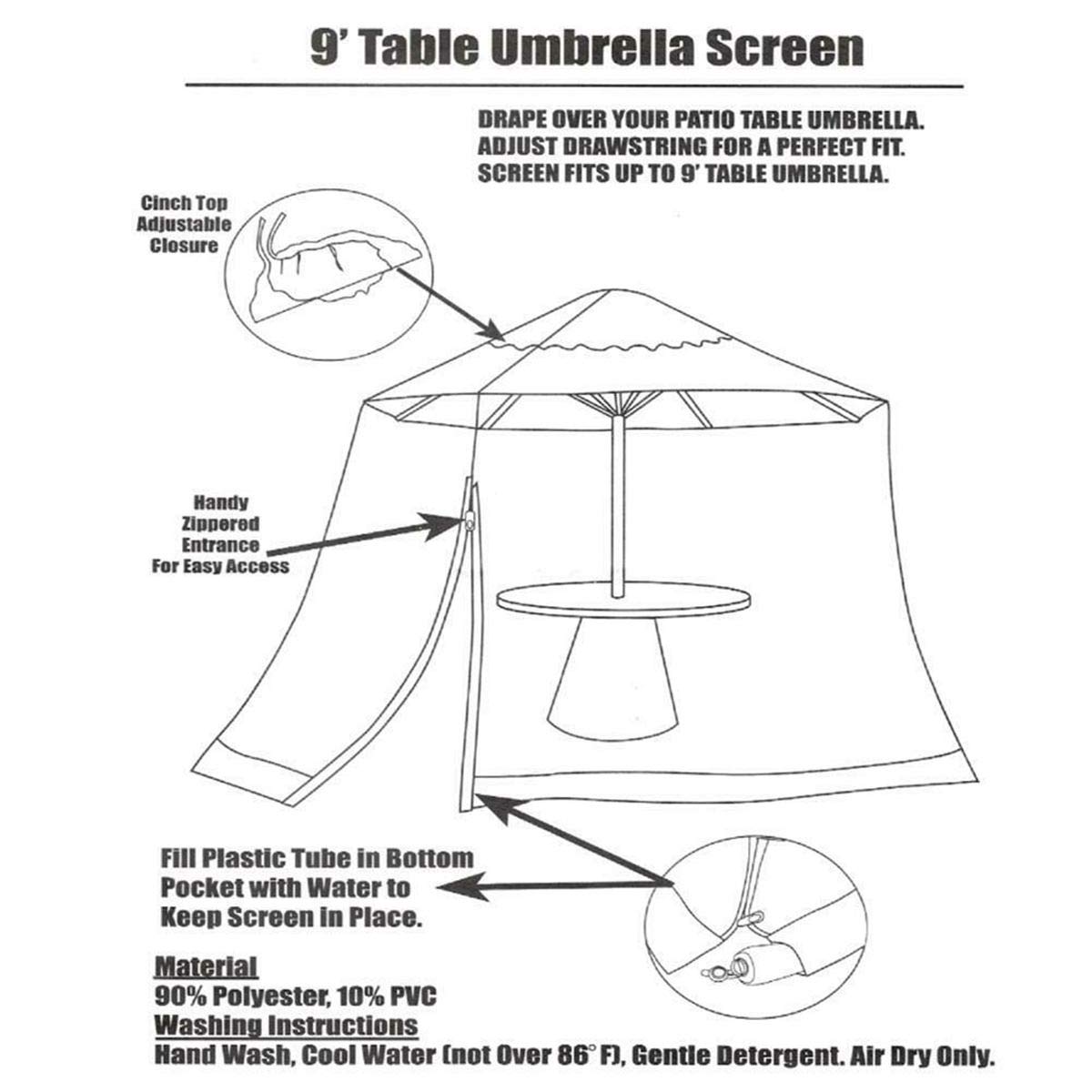 Zanzariera per Ombrellone,Ombrellone da Giardino Portatile per Esterni Set di schermi Screen House - Adatta per Gazebo,Ombrelloni Copertura per Reti Anti-Insett Bianco C300*300 * 230cm