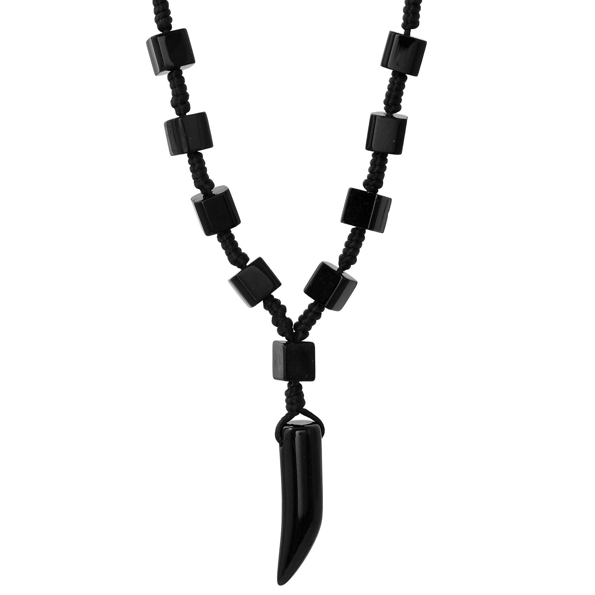 Zumrut Ivory Horn Rhino Tooth Horn Tusk Tribal Necklace Onyx Bead Mala Pendant Necklace for Men and Boys (B085WZHS34) Amazon Price History, Amazon Price Tracker