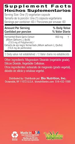 Miniatura 4 de Bio Nutrition Ajo Negro Fermentado - 60 Cápsulas Vegetarianas Paquete de 1