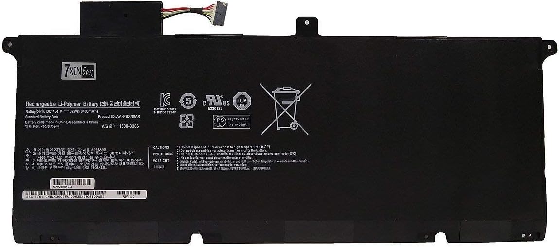 7XINbox 7.4V 62Wh AA-PBXN8AR Replacement Laptop Battery for Samsung Series 9 900x4 900x46 900x4b-a01de 900x4b-a01fr 900x4b-a02 900x4b-a02us 900x4b-a03 900x4c-a01 900x4c-a04de 900x4d-a01 Np900x4 Np900x