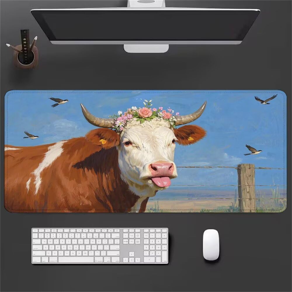 Uccello Tappetino Mouse XXL 1000x500x3mm, Gaming Tappetino Mouse Bue Mousepad con Base in Impermeabile Gomma Antiscivolo per Tastiera Computer Ufficio Idea Regalo Festa del Papà e Compleanno X-816