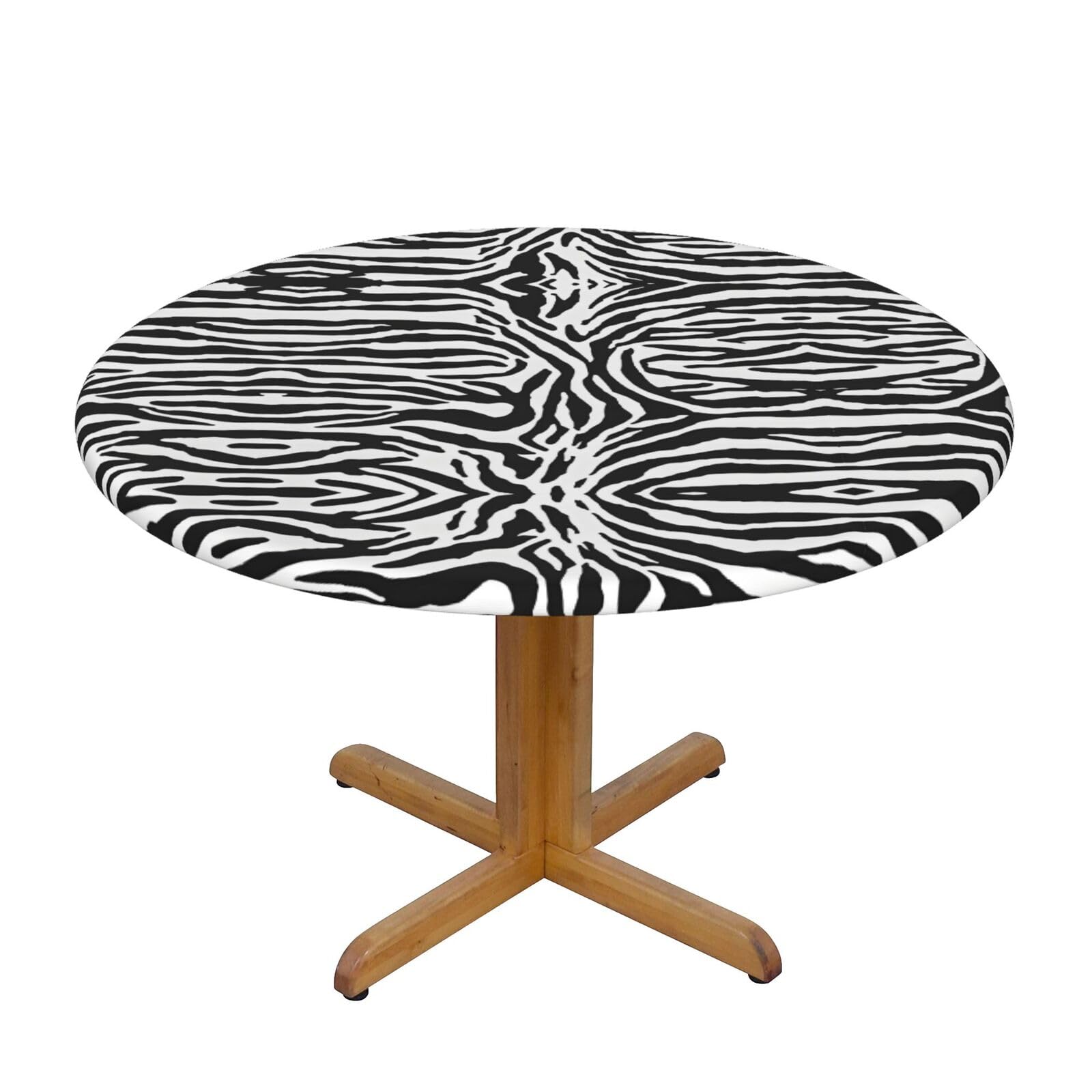 Nappe ronde ajustée élastique en polyester imperméable avec imprimé zèbre moderne