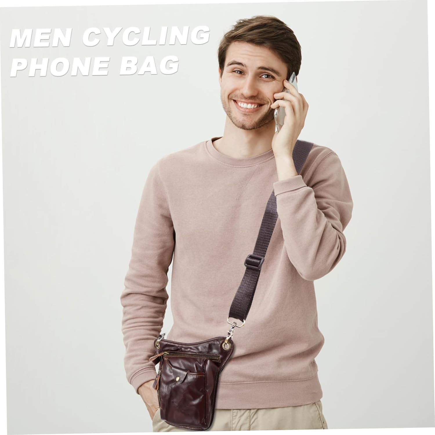 Mipcase Male Fanny Pack Men's Sling Bag Vintage Phone Bags Pu Leather Phone Pouch for Cycling Sports and Outdoor Activities