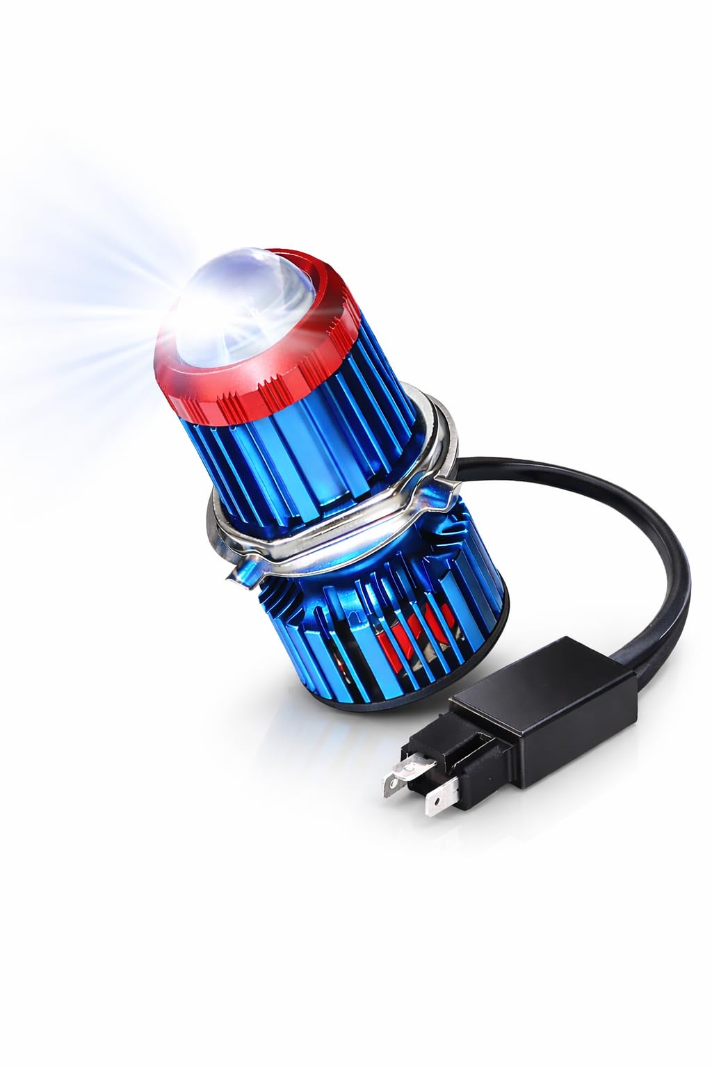 Super Bright H4 Fitting Cyt Led Headlight Bulb | Dual Color | High And Low Beam | Lens Projector Headlamp Bulb With Cooling Fan For All Bikes & Scooters