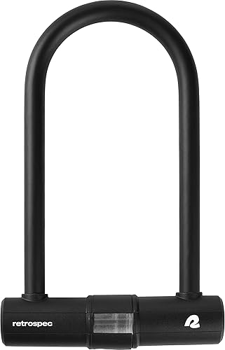 Retrospec Lookout - Cerradura para bicicleta con bloqueo en U con cable de seguridad de 4 pies, cerradura de bicicleta antirrobo resistente con