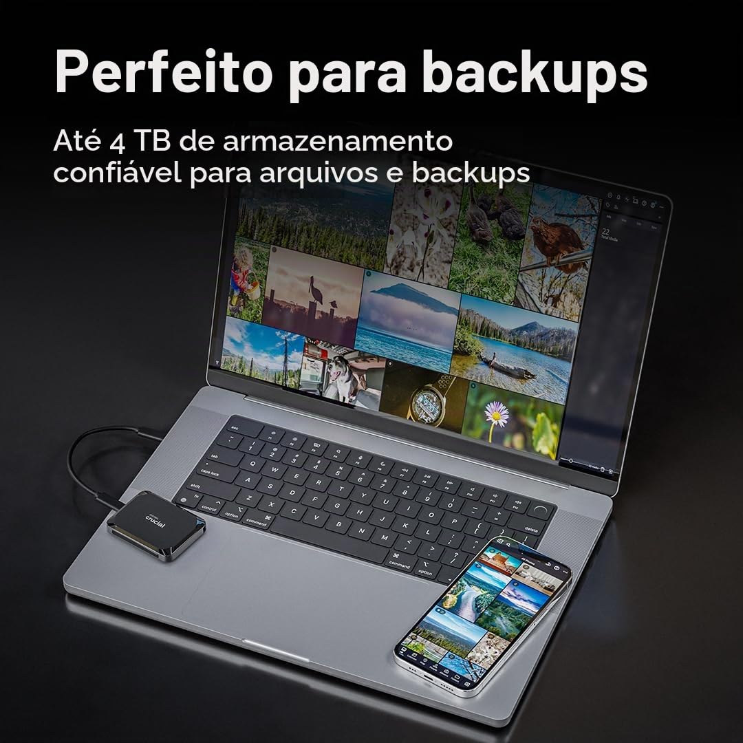 Crucial SSD portátil X9 de 4 TB, até 1050 MB/s, USB 3.2 USB-C, unidade