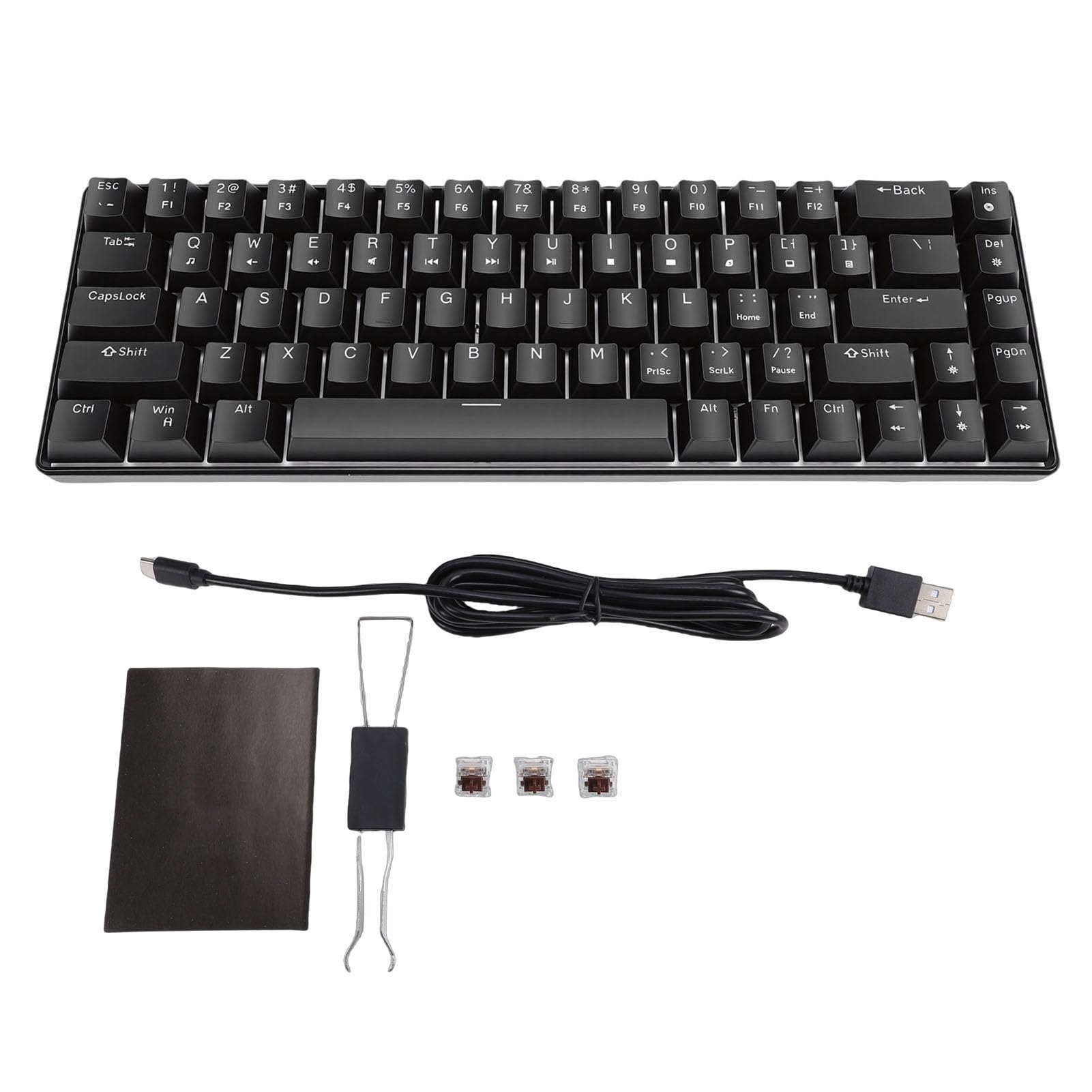Tastiera da Gioco Meccanica a 68 Tasti, Tastiera Portatile Sostituibile a Caldo, Cablata Retroilluminata RGB con Cavo Staccabile, Ideale per Computer, Laptop e Giochi per PC