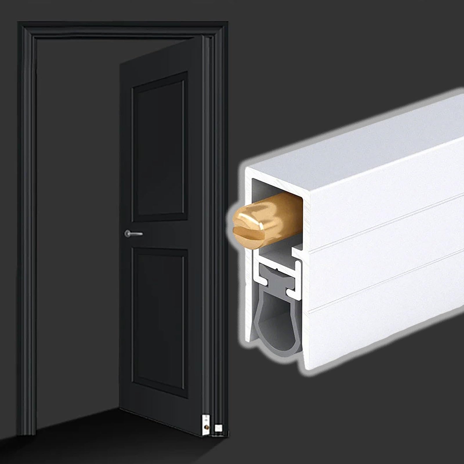 Guarnizione automatica sottoporta, paraspifferi alu a discesa nascosto