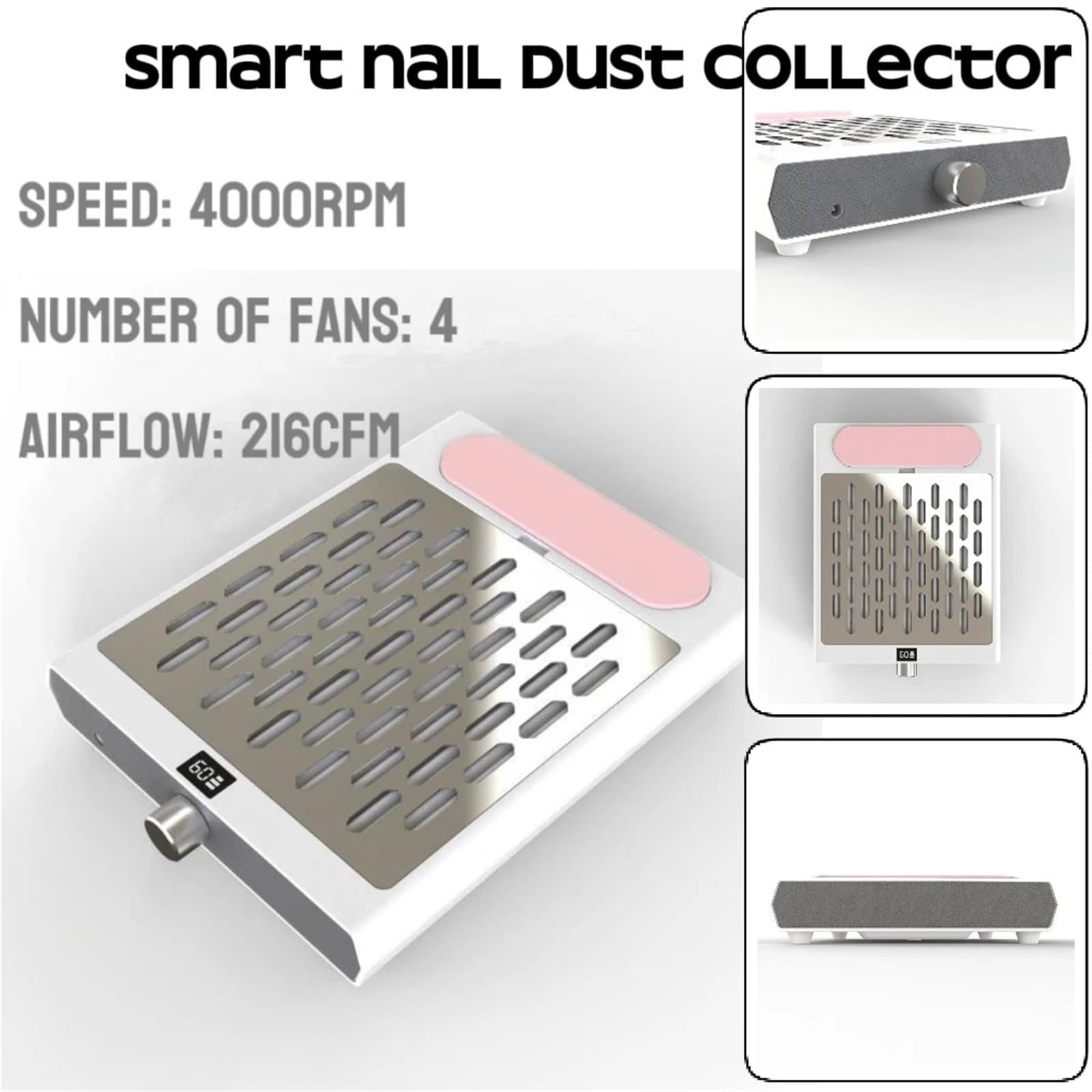 Aspirapolvere portatile senza fili da 7500 mAh for unghie con 4 ventole e cuscino for le mani, ricaricabile for saloni di bellezza