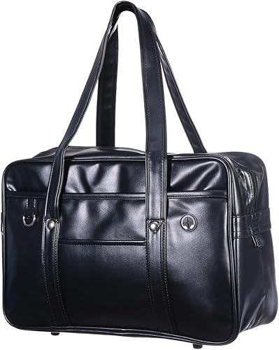 Miniatura 9 de Mikikit Bolsa de viaje portátil de cuero para hombre, bolsa de hombro para portátil, maletín para libros, para hombre, uniforme japonés, bolsa de