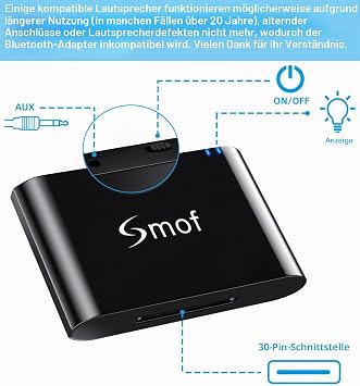 30-pin Bluetooth receiver. Black