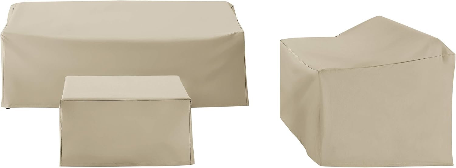 Crosley Furniture Patio Furniture Covers, Waterproof 3-Piece Cover Set for Outdoor Sectional Sofa Sets, Tan