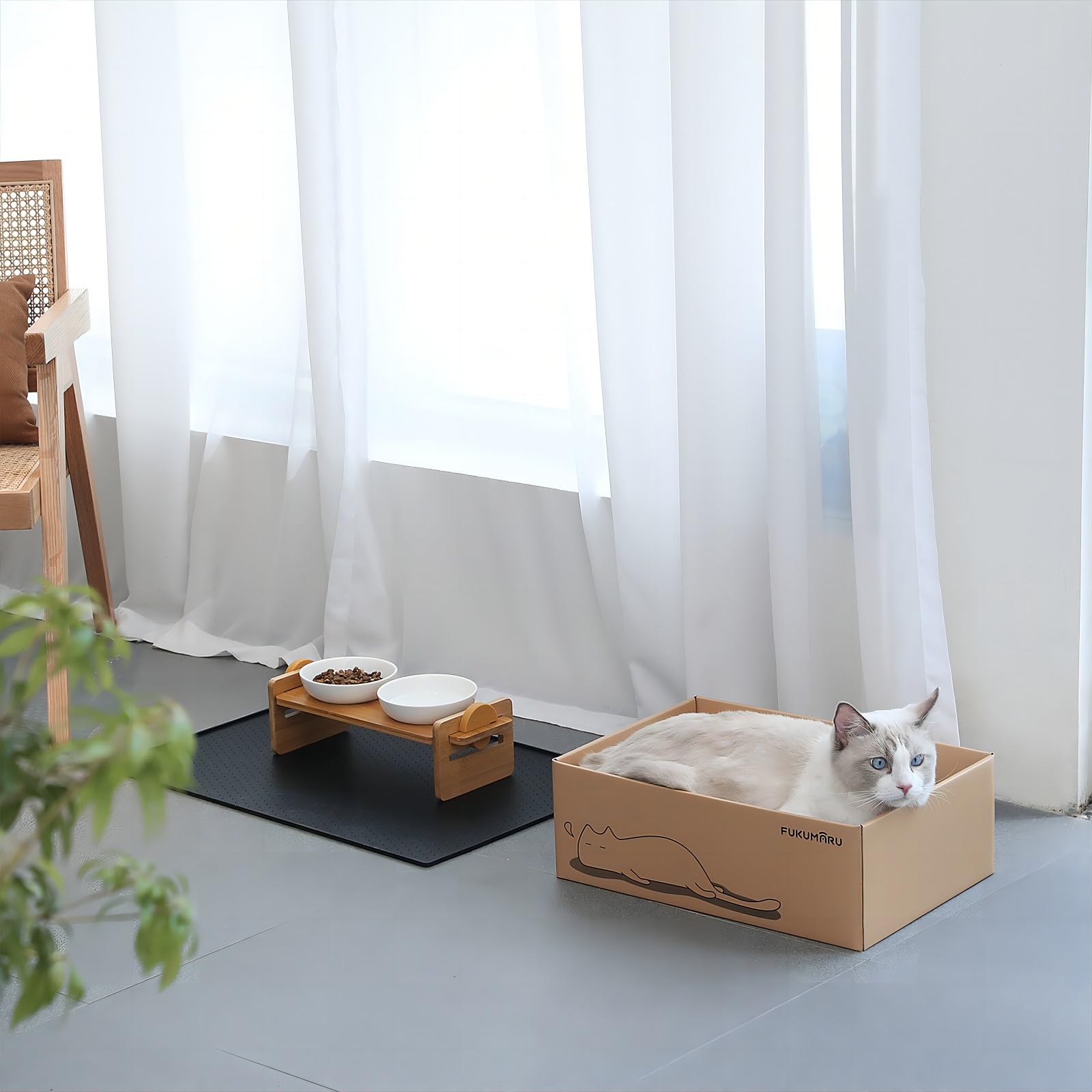 FUKUMARU Gato rascador de cartón 5 Piezas con Caja, Reversible, Cat Scratch Pad, Kitty Ondulado rascador Cama