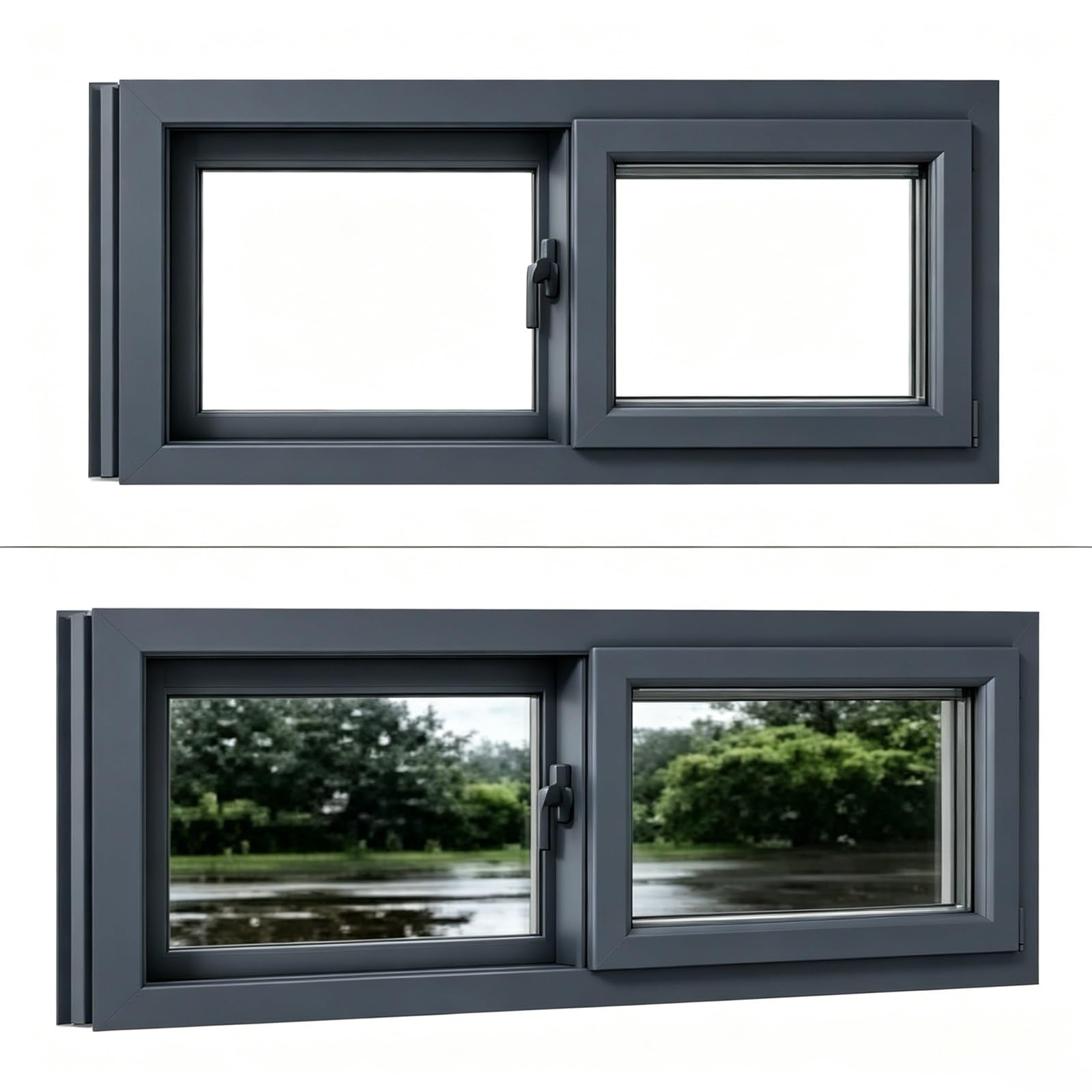 Zcqmscww Dark Gray W*H Sliding Basement Window With Tempered Glass, Aluminum Frame Ventilation For Shed, Garage, Bathroom, Chicken Coop, Easy Installation(,39"*29")