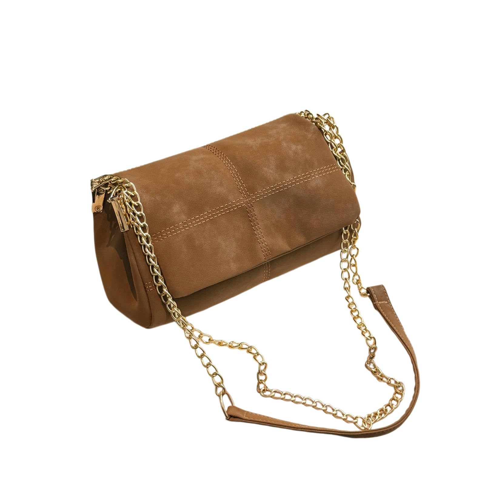 CYUCHENC crossbody bag Light Luxury Chain Fashionable And Versatile Simple Casual Texture One-shoulder Cross-body Handbag-brown