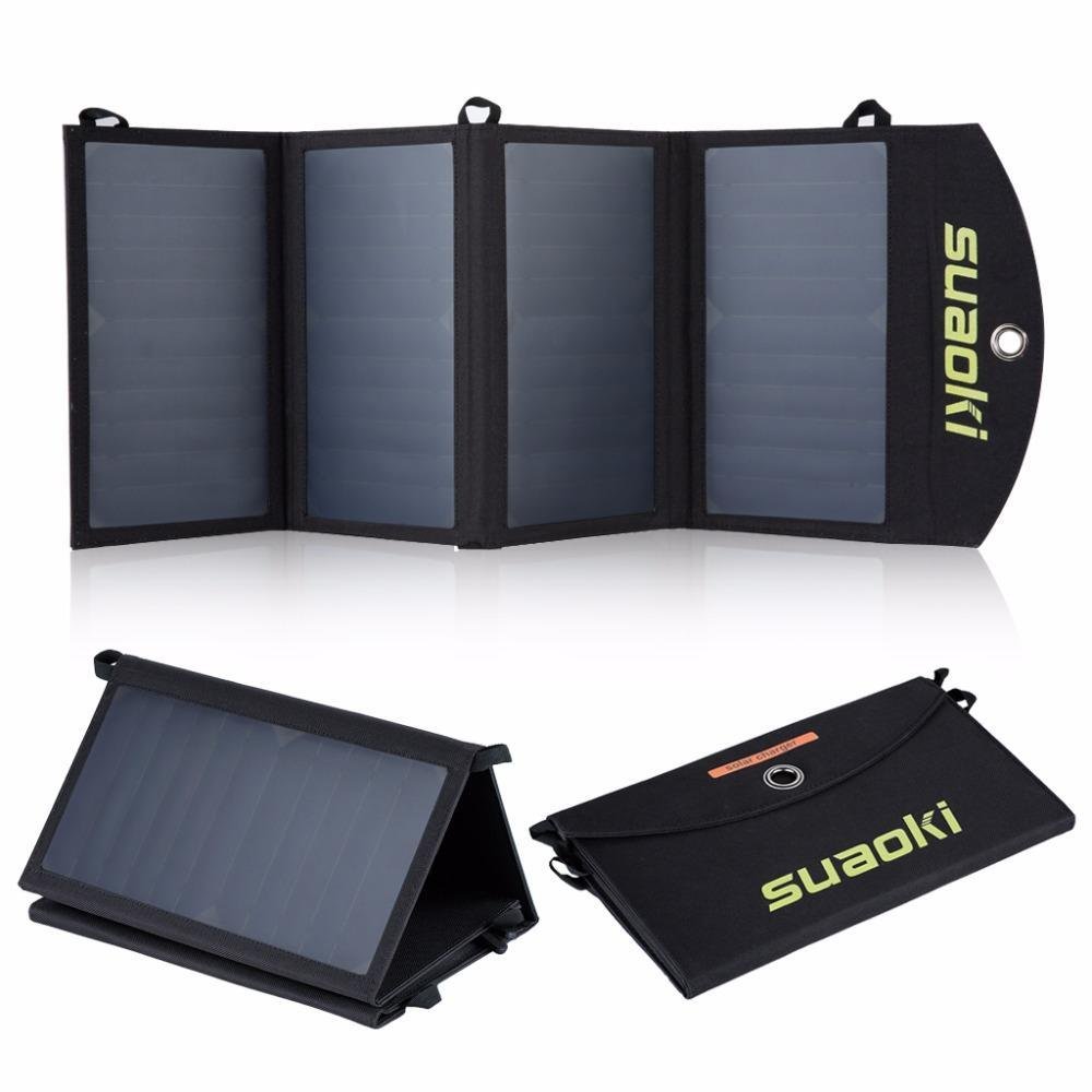 25W Fold able Solar Panels Power Bank Charger Germany Black