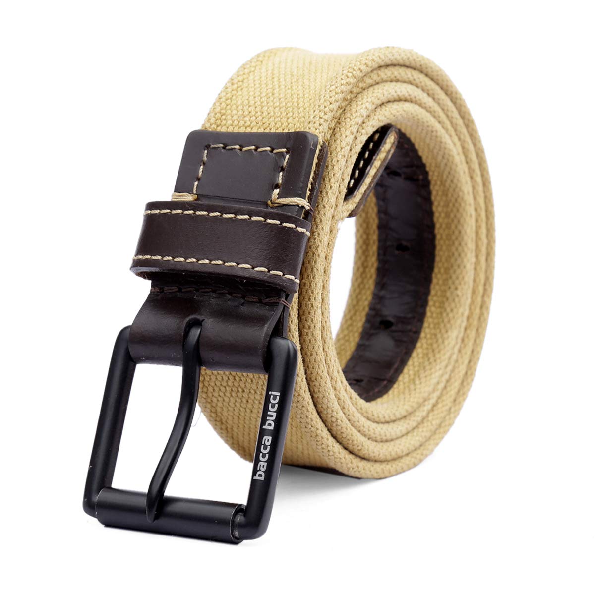Bacca Bucci Men’s Leather & Canvas Belt Bacca Bucci Men’s Leather & Canvas Belt