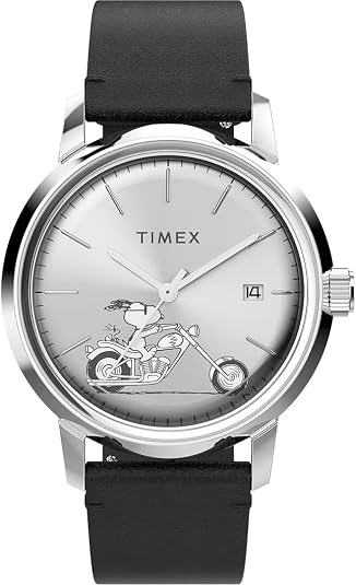 Amazon.com: Timex Marlin Automatic Snoopy Easy Rider 40mm Leather Strap ...