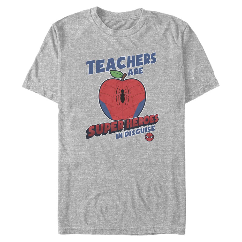 Marvel Teachers Are Superheroes Spiderman Camiseta, Gris, 4XL/más Alto para Hombre