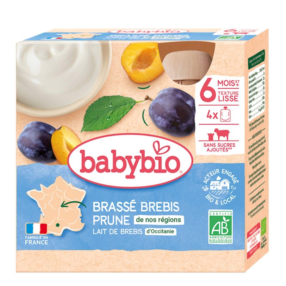 Babybio desserts brassé brebis prune 4 gourdes de 85g